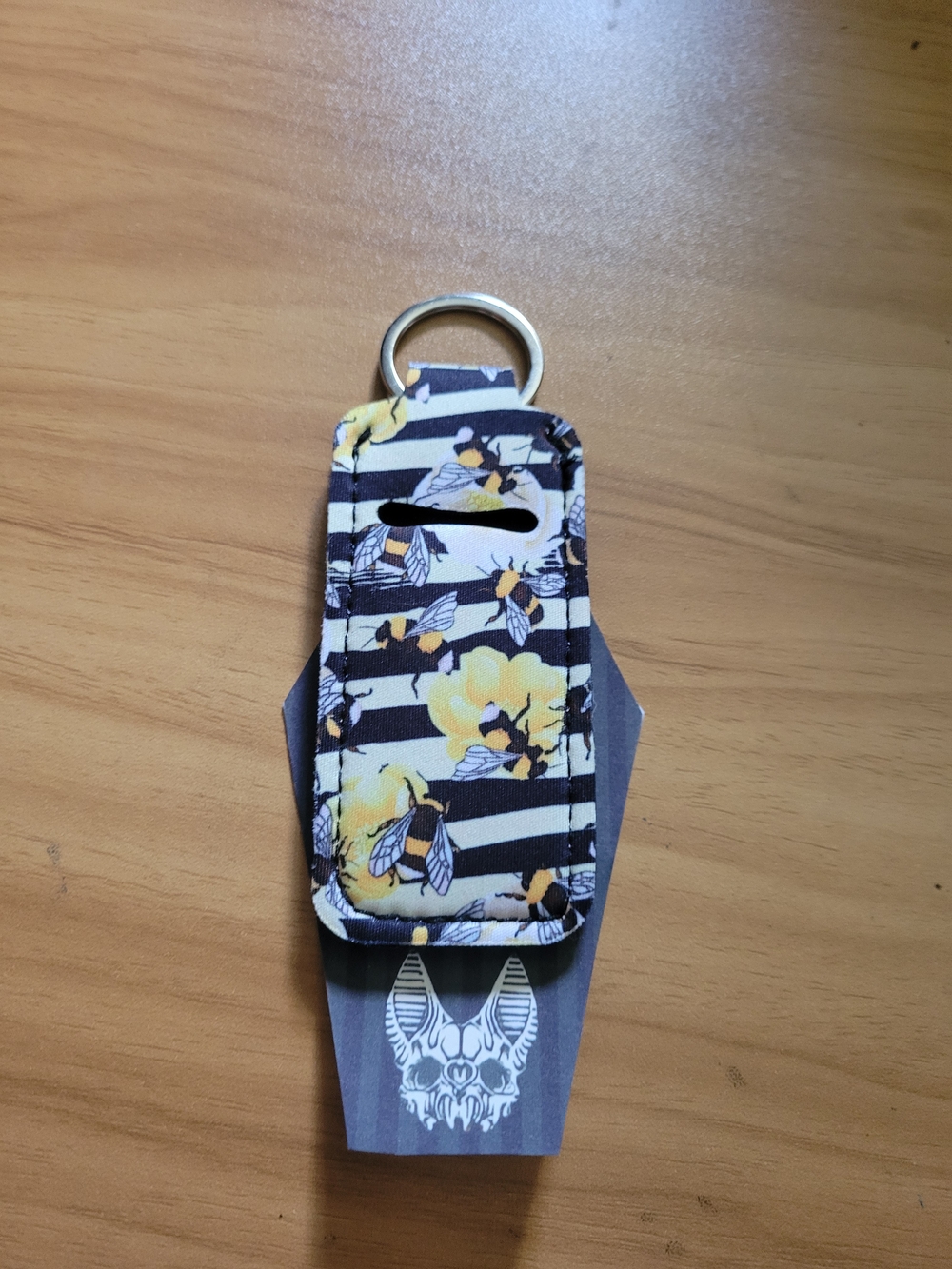 💀NEW💀Hand Crafted Yellow Floral Bee Key & Chapstick Holder